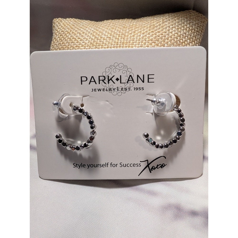 Park Lane Earrings- Hazy- Beaded Hoops- Rhodium Plated